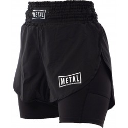 Fightshort 2 En 1 Metal Boxe - Noir