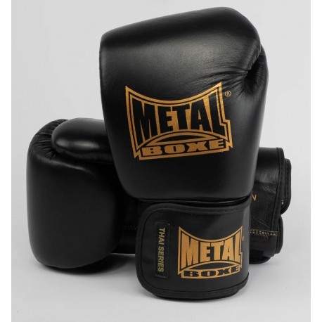 GANTS DE BOXE CUIR THAI SERIES NOIR OR